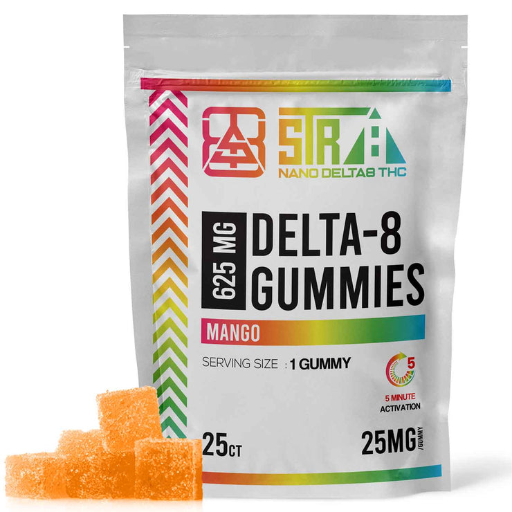 Nano Delta-8 THC Gummies - Mango Flavor - 25cnt - 25mg Gummies (625mg)